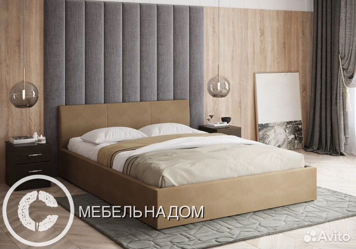 Кровать с мягким изголовьем