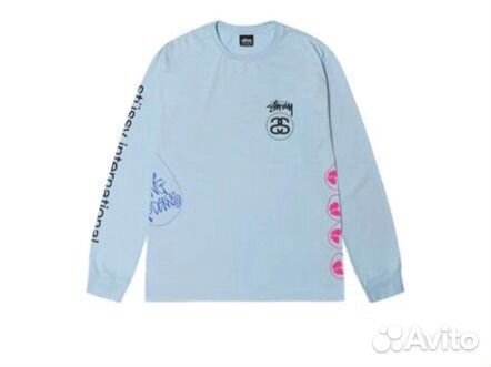 Лонгслив stussy голубой XL новый