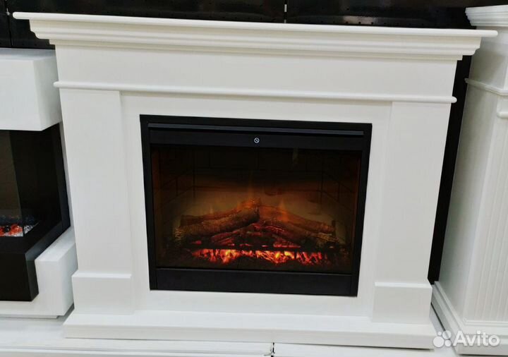 Электрокамин California белый с очагом