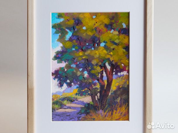 Картина в паспарту авторская живопись Пейзаж