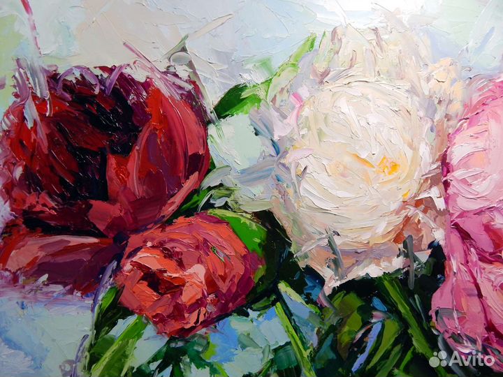 Интерьерная картина с цветами, пионы