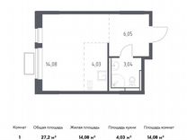 Квартира-студия, 27,2 м², 12/16 эт.