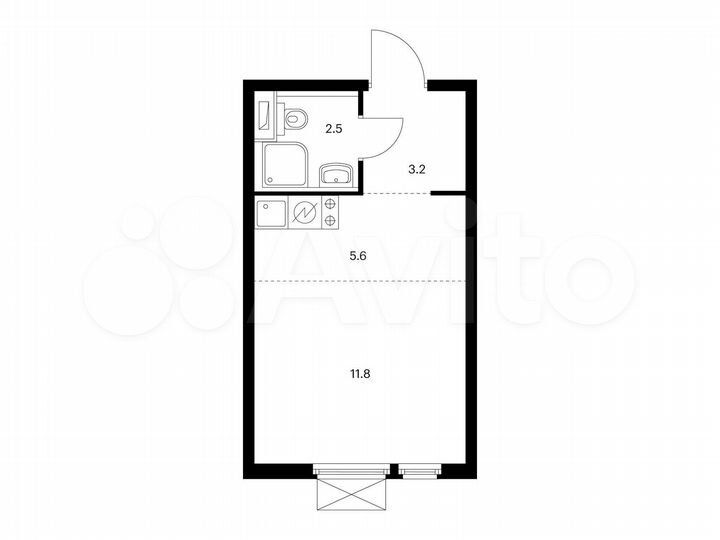 Квартира-студия, 23,1 м², 2/14 эт.