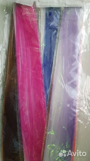 Набор цветных прядей. Волосы женские для творчеств