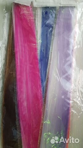 Набор цветных прядей. Волосы женские для творчеств