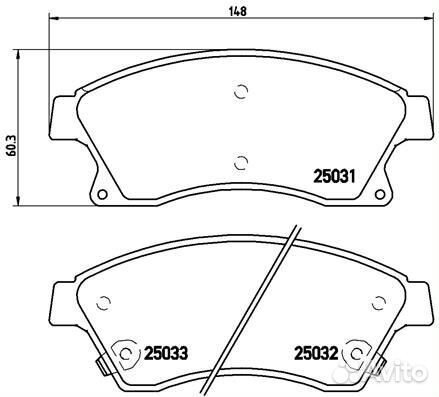 Колодки тормозные передние 148*60.3 (см VIN)