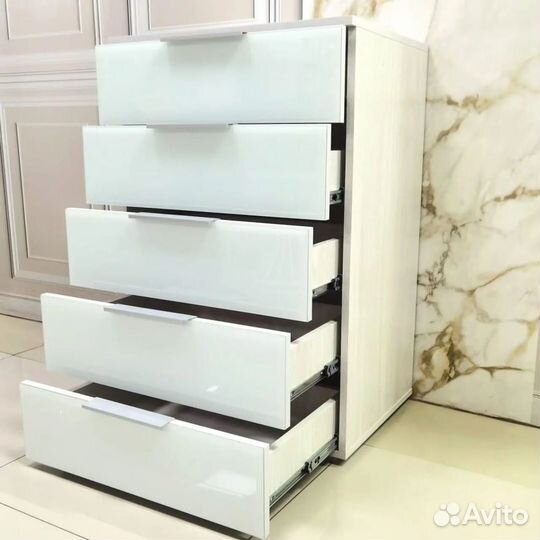 Комод стекло ясень белый