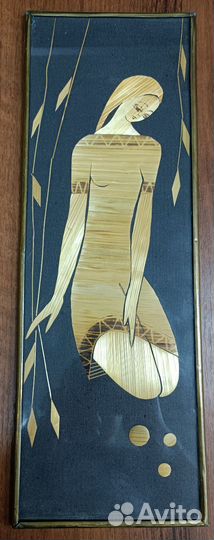 Картина СССР девушка из соломы под стеклом