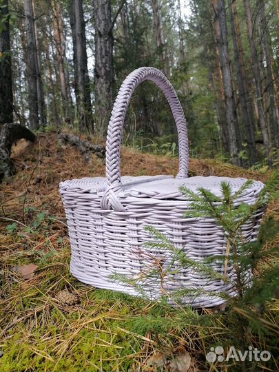 Плетеная корзина с крышкой, ручная работа