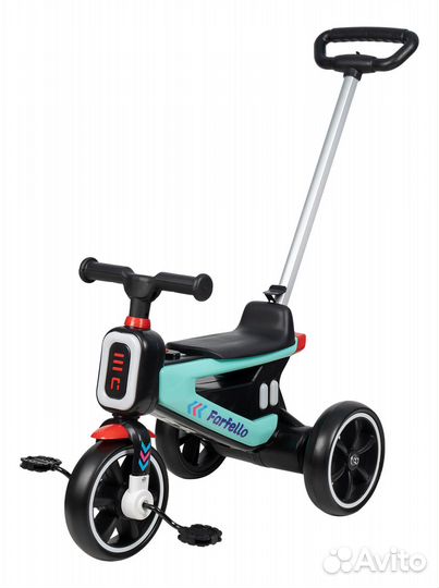 Детский трехколесный велосипед с ручкой
