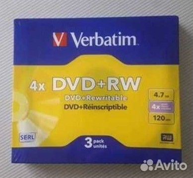 Оптический диск DVD+RW Verbatim 4.7гб 4x уп.5штук