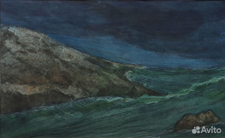 Картина акварелью морской пейзаж