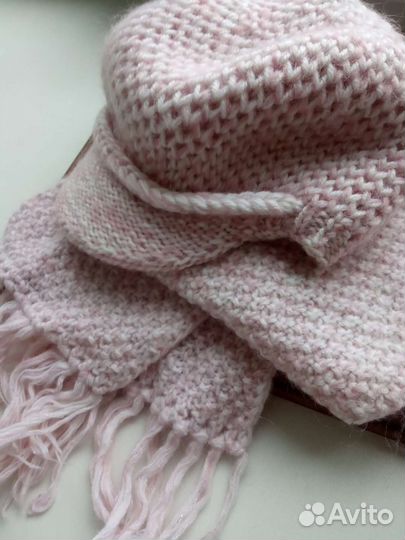 Шапка кепка с шарфом женская