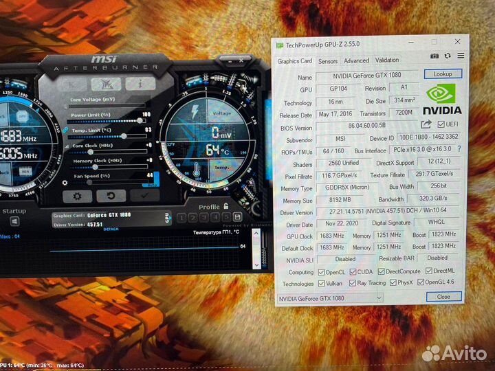 Видеокарта MSI GTX 1080 gaming X