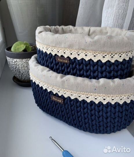 Корзина вязаная ручная работа