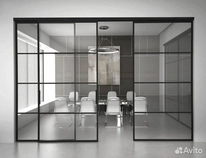 Раздвижная перегородка с матовым стеклом