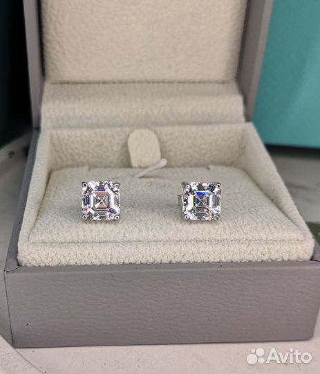 Серьги с бриллиантами муассанитами ашер 2 ct