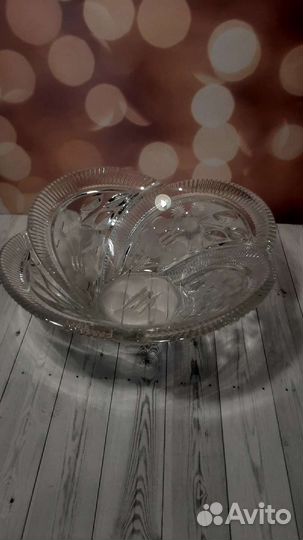 Салатница большая Чехия хрусталь