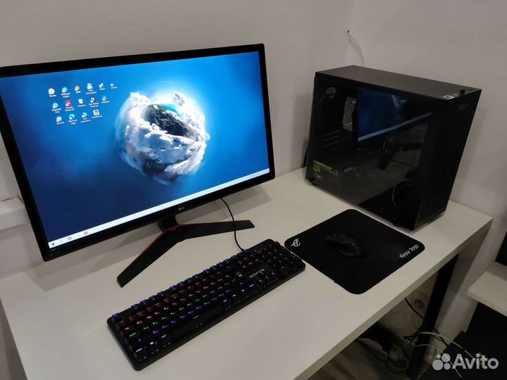 Игровой пк с монитором ips и клавиатурой механике