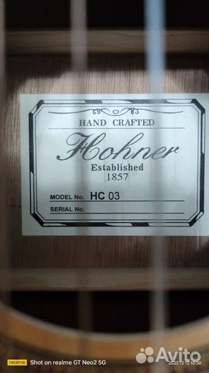 Гитара Hand Crafted Hohner Established 1857 HC 03