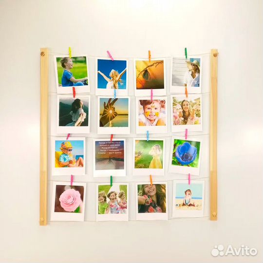 Фото на прищепках, коллаж на стену, панно, мудборд