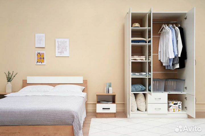 Шкаф распашной с полками и штангой