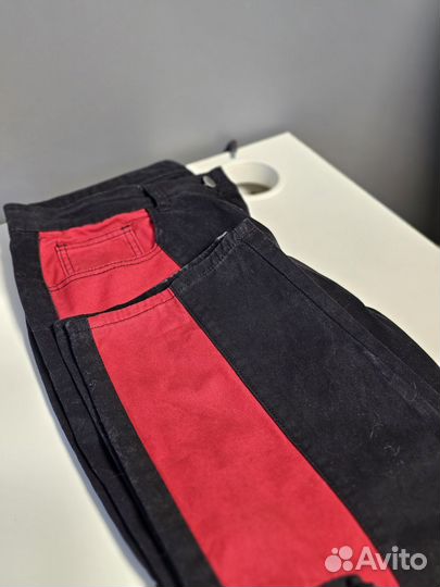 Штаны комбинированные черно-красные 50-52