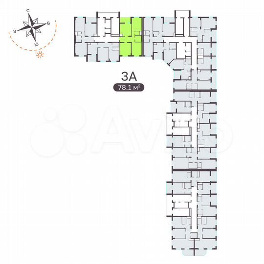 3-к. квартира, 78,1 м², 2/15 эт.