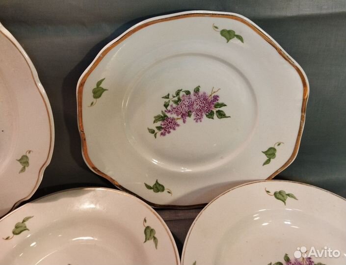 Большие блюда и тарелки 12 шт. Сирень фарфор СССР