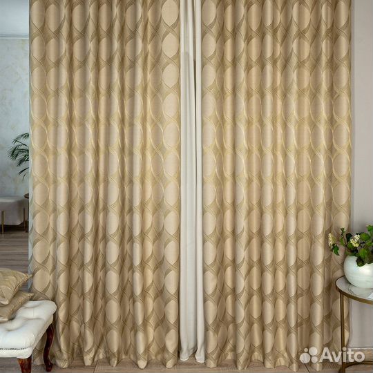 Шторы жаккард Альба Золотой песок