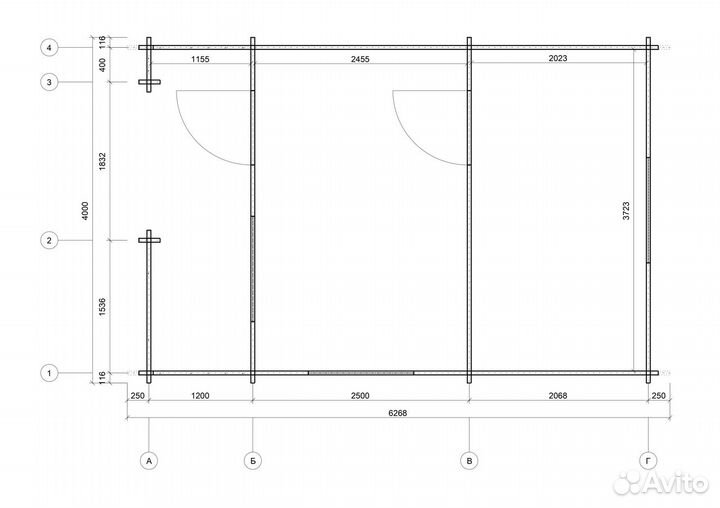 Двухкомнатный дачный дом 4*6 м (весна-осень)