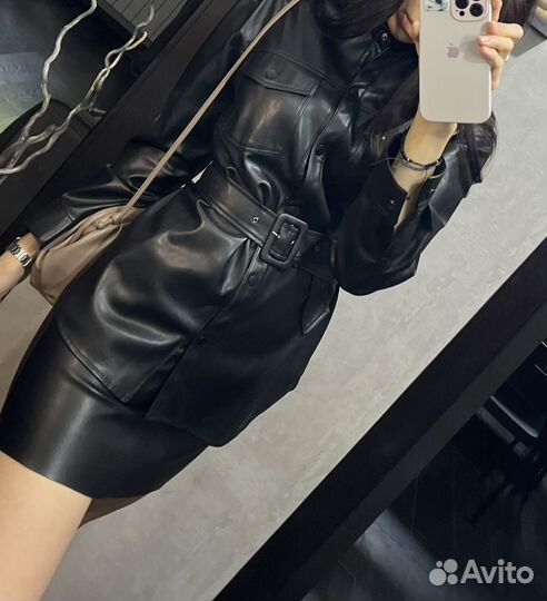 Рубашка и юбка эко кожа 44 46