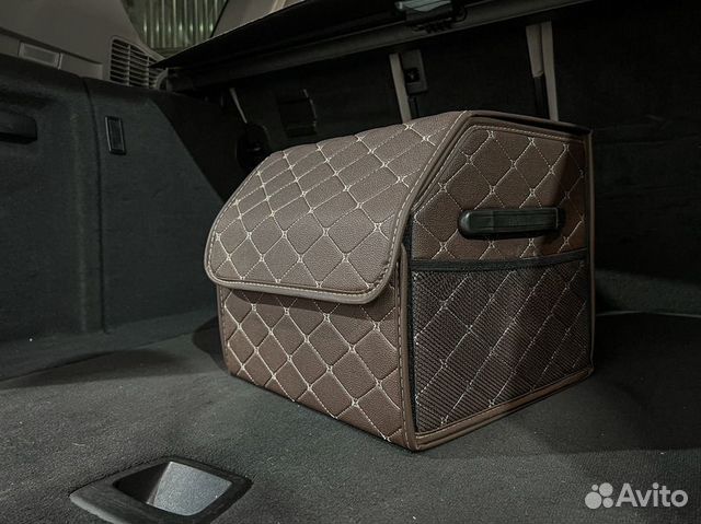 Органайзер S коричневый, белая строчка