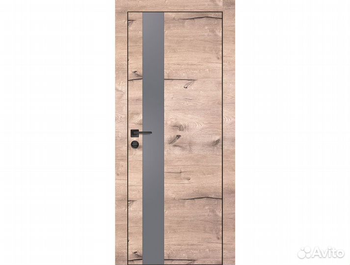 Дверь PX-10 черная Дуб пацифик со стеклом 200х60см