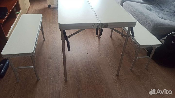 Стол с лавочками для пикника новый