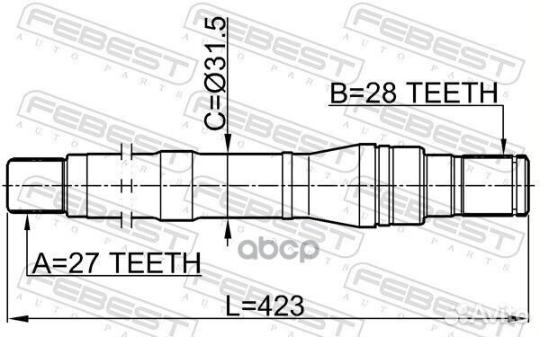 Полуось правая 27X423X28 hyundai santa FE 06- 1