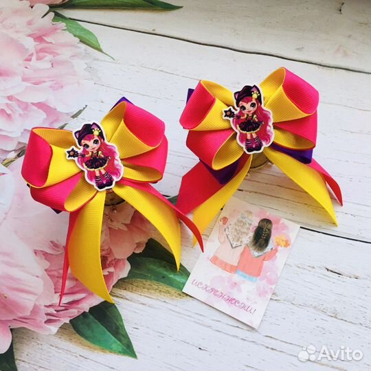 Бантики резинки с одуванчиками, с девочками