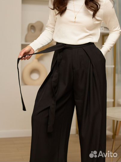 Брюки широкие палаццо черные для офиса
