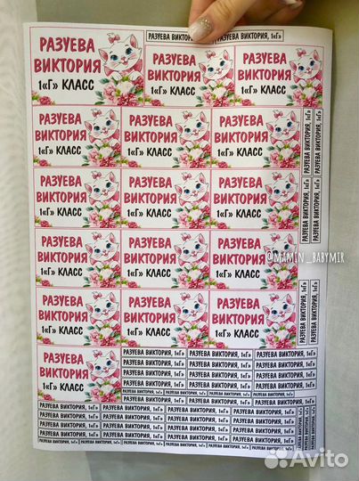 Именные наклейки для канцелярии