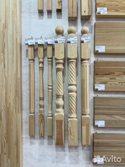 Балясины, столбы, поручни, тетива Хвоя (Сосна)