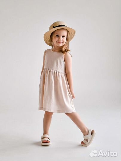 Сарафан для девочки летний лен 98 128 134