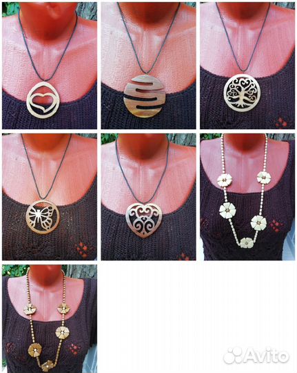 Браслет, браслет из дерева, кулон, колье