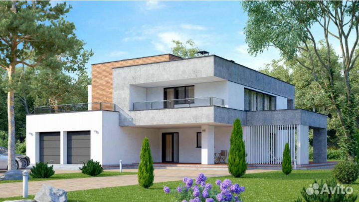 Дизайн - проект фасада дома 3D + расчет материала