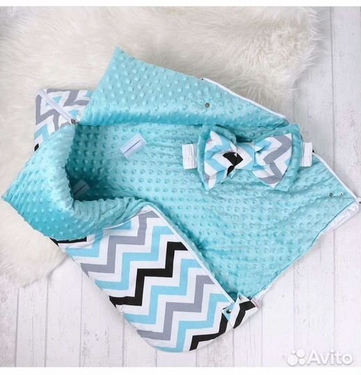 Конверт на выписку + вставка из овчины + шапочка +