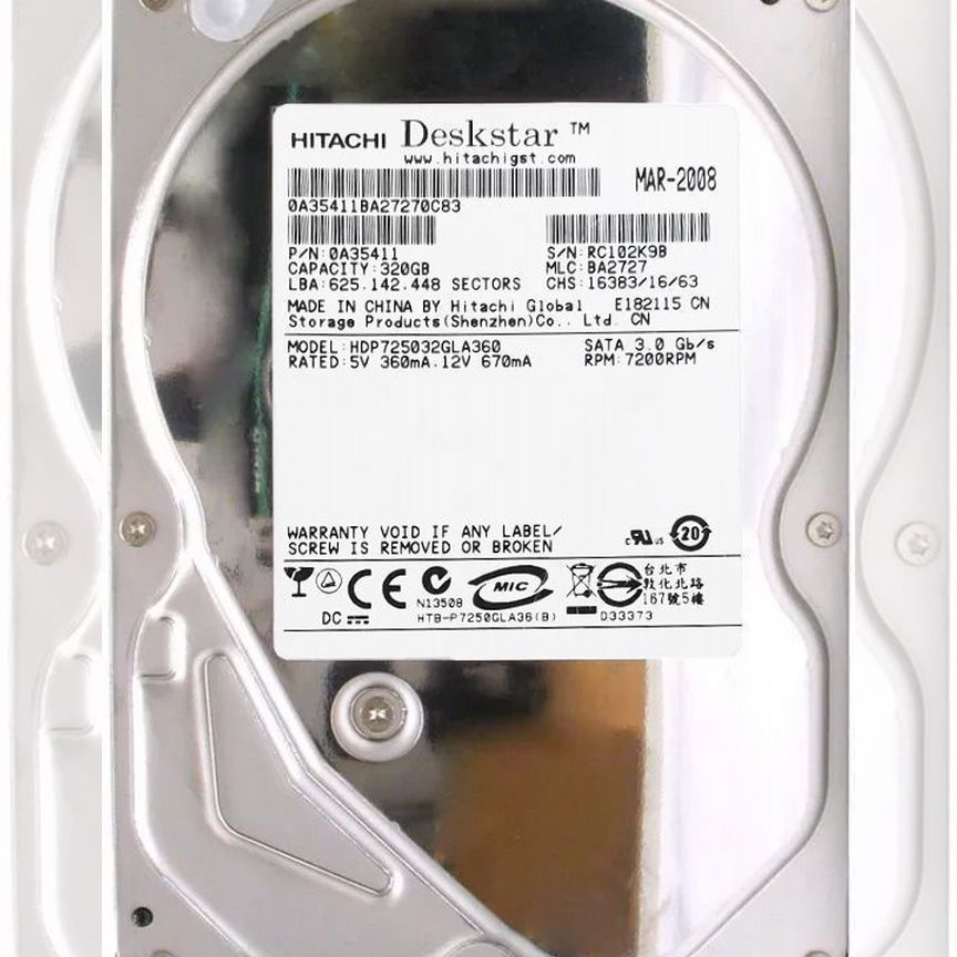 [HDP725032GLA360] Жесткий Диск Hitachi 320gb Sata2 Hdp725032gla360