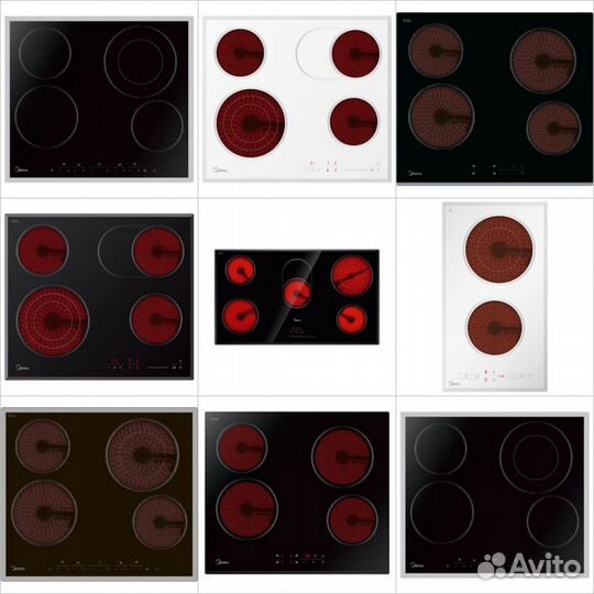 Варочная панель индукция, электро, газ midea
