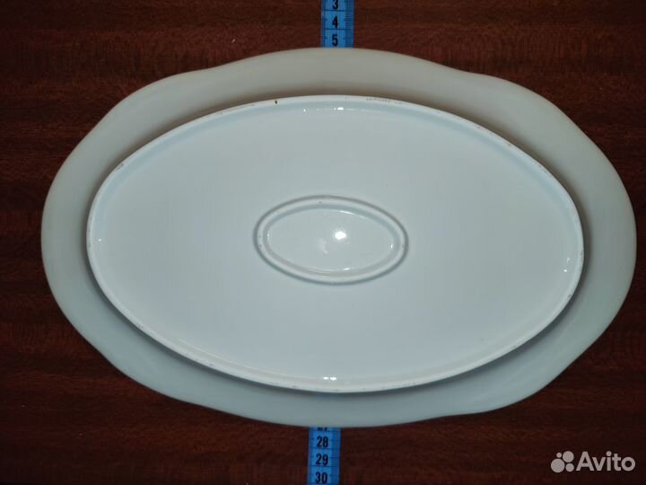 Блюдо овальное белое Фарфор СССР 1970-е гг