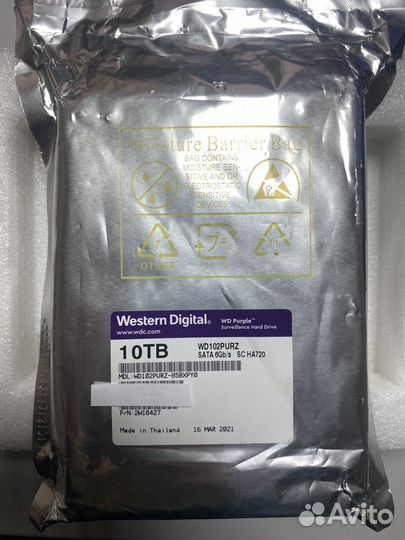 Жесткий диск 10тб, WD102purz SATA 6gb/s