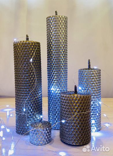 Набор свечей золотого(темное золото) и серебристог