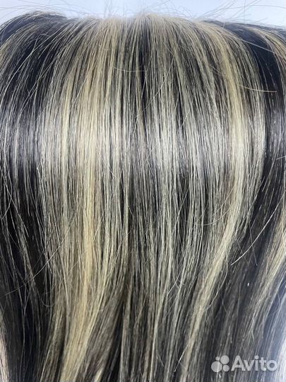 Натуральные волосы на заколках, мелированные